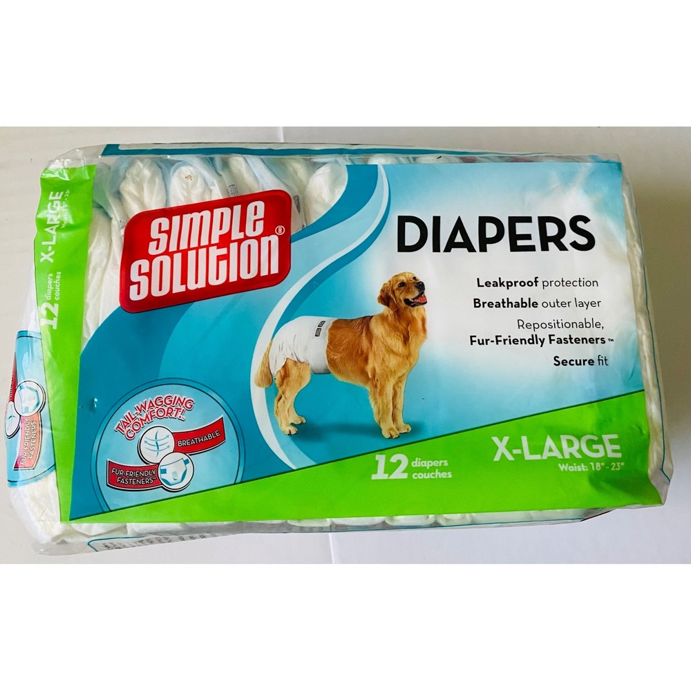 Simple Solution Disposable Dog Diapers X-Large 12 Count Female XL 18-23in Waist